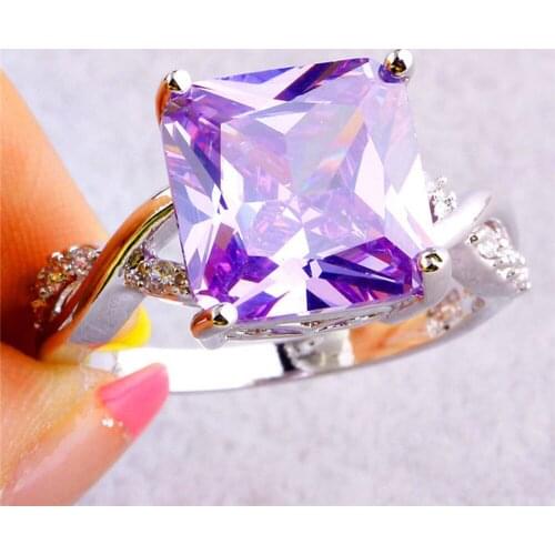 Especial Tourmaline White Stone Silver Purple Jewelry New Ring Size 6 7 8 9Wholesale Drop Shipping