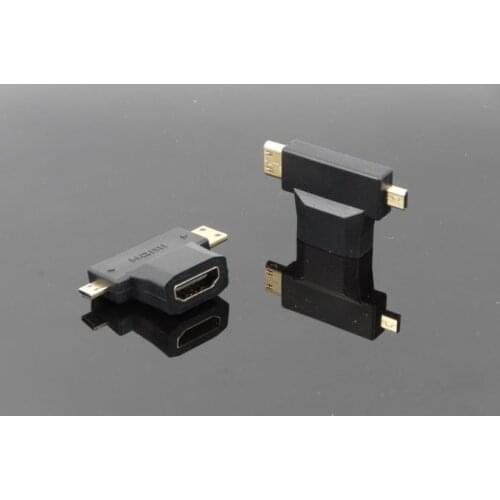 Dinto 3 in 1 Micro HDMI Mini HDMI male to HDMI Adaptor Convertor V1.4 Male to Female Connector 90 degree M/F COMBO HDMI Adapter