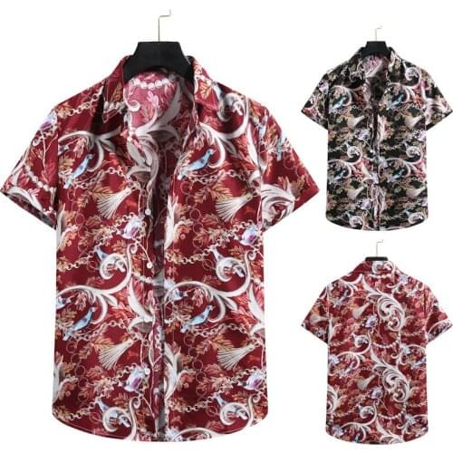 Beach Flower Short Shirt 2021 Summer New mens short-sleeved shirt beach flower shirt casual loose shirt