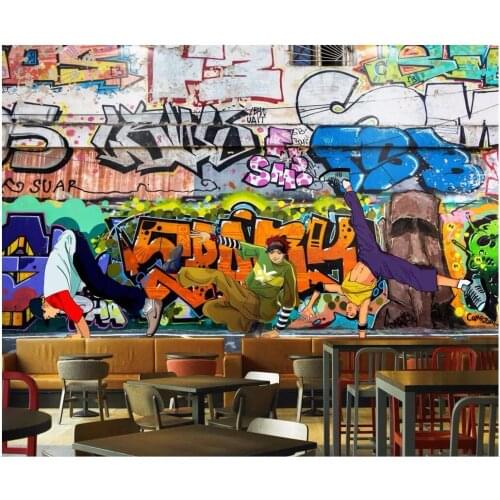 Custom photo 3d wallpaper Fashion trend street art graffiti hip hop brick wall home decor 3d wall murals wallpaper for walls 3 d