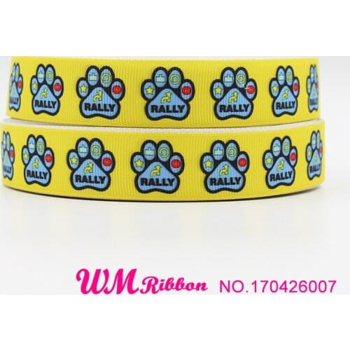Q&N OEM ribbon 7/8inch 22mm 170426007 Dog Paw Printed Grosgrain Ribbon 50yds/roll Free Shipping For Headband Hair Tie