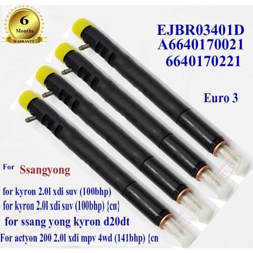ORLTL 6640170221 Fuel Injector EJBR03401D (A6640170021) Common Rail Sprayer 3401D EJBR0 3401D For SSANGYONG KYRON 4pcs/lot