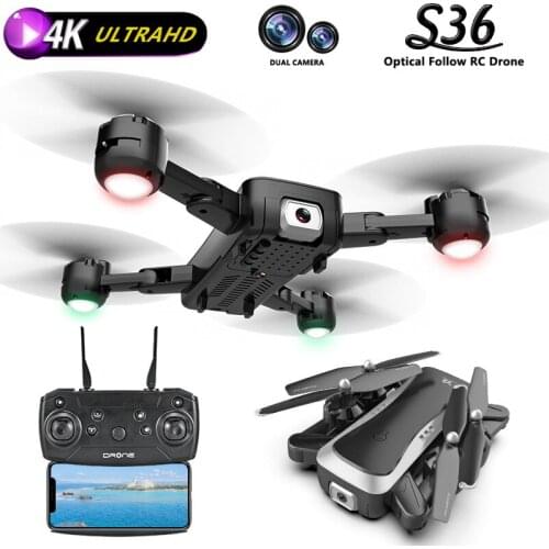 S36 HD Aerial Drone 4K Folding Light Stream Follows Quadcopters Professional Long-range Remotely Piloted Aircraft Drone