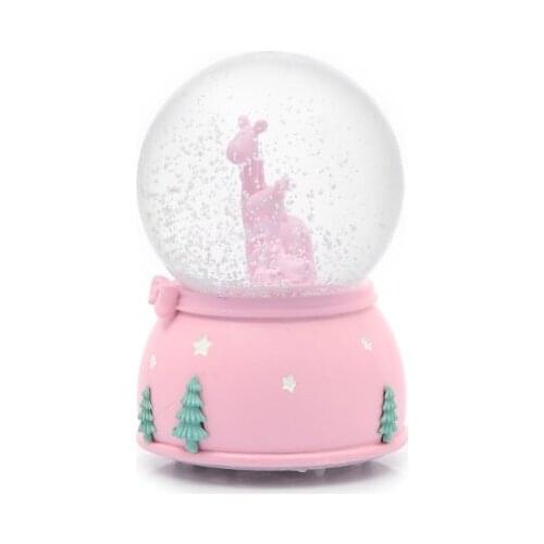 Lighted Snow Globe Giraffe Figured Medium Size Musical Glass Globe