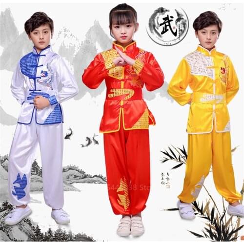 Traditional Chinese Wushu Clothing Tai Chi Uniform Kids Kungfu Outfits New Year Stage Performance Hanfu Top+pant+bet Costumes
