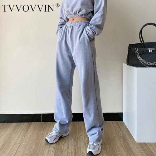 TVVOVVIN 2021 Elastic High Waist Sports Harem Pants Womens Loose Straight Loose Casual Trousers 7YJR
