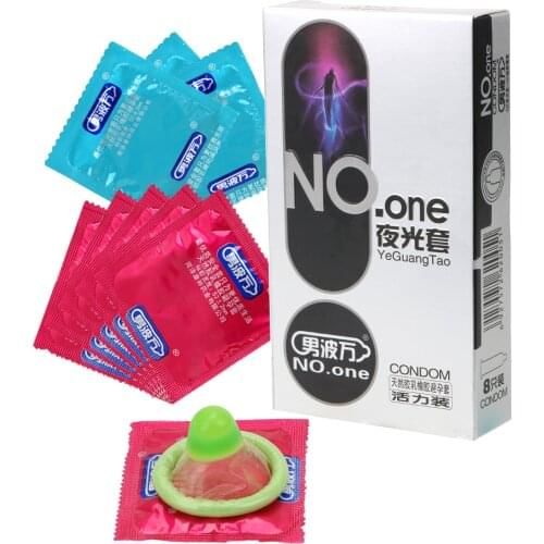 VATINE Ejaculation Delayed Ultra Thin with Lubricated Night Glowing Penis Sleeve Sex Toys for Men 8 Pcs/Box Luminous Cock Condom