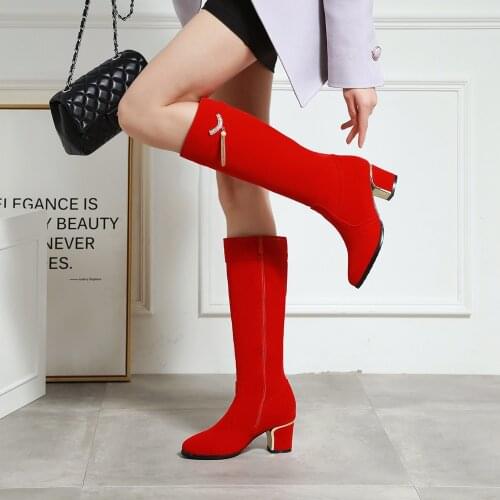 Female High Quality Knee High Boots Women Pu Leather Knee Winter Boots Comfortable Women Long Boots Shoes Mujer Botas 2021 New