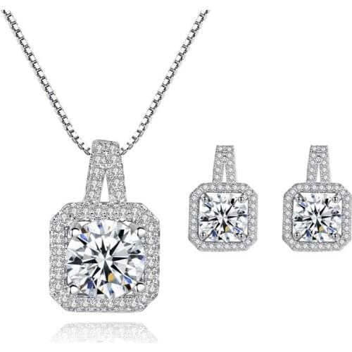 REETI Boho Fashion Opal Jewelry Sets 925 Sterling Silver Square Necklaces Charm Bracelet Ring for Women Statement Jewelry