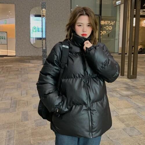 Ladies Winter Coat Pu Leather Loose Bread Coat Cotton Coat Ladies Down Parka Coat Ladies Parka Winter Coat женская куртка