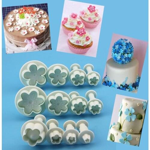 1SET Plum Blossom Flower Fondant Plunger Molds Cutters Embosser Wintersweet Sugar Craft Cookies Moulds Cake Decoration Tools