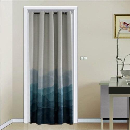 1PC Rings Panel Chinese Style Mountains Door Curtain Landscape Blackout Door Way Kitchen Door *VT