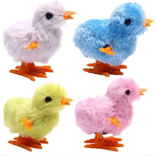1 Piece Fuzzy Chick Hopping Wind Up Toy Clockwork Chicken
