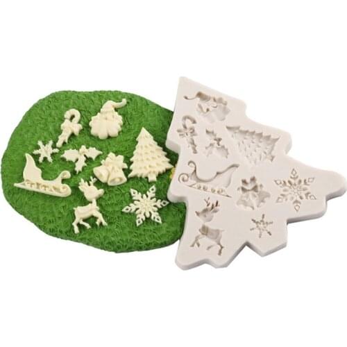 1pc Christmas Tree Santa Claus Snowflake Silicone Fondant Mold Baking Soap Mold Sugarcraft Cake Decoration Tools