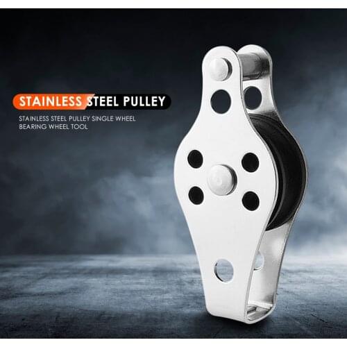 1PC Stainless Steel Pulley 60mm Blocks Rope Pulley Nylon Sheave Single Lashing Eye For 2mm To 8mm Rope