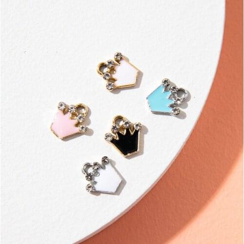 10Pcs Enamel Gold Color Crown Charm Pendant for Jewerly DIY Making Bracelet Women Necklace Earrings Accessories Findings Craft