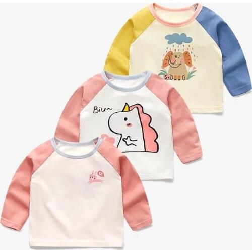 2021 Kids Boys Long Sleeve T-shirt Cartoon Baby Girls Tops Tees Autumn Cotton Toddler Bottoming Shirt Childrens Outfits Costume