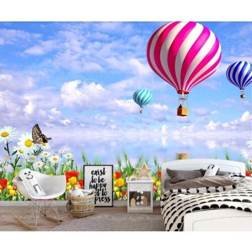 XUE SU Custom 3D photo wallpaper mural garden natural scenery hot air balloon TV background wall wall covering