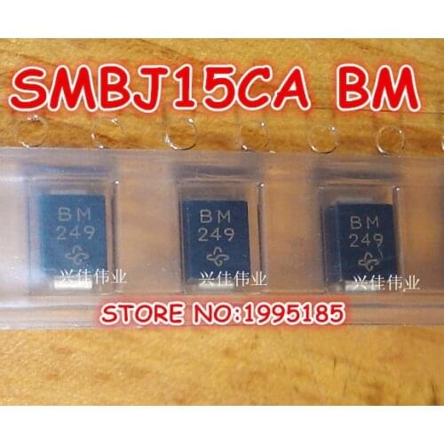 50pcs/lot SMBJ15CA 15V BM two-way SMD TVS Diodes DO-214AA (P6KE15CA silkscreen BM)