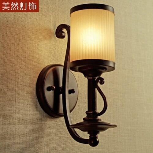 American vintage wall lamp iron lamp bedroom lamp wall lights fashion brief mirror light aisle lights