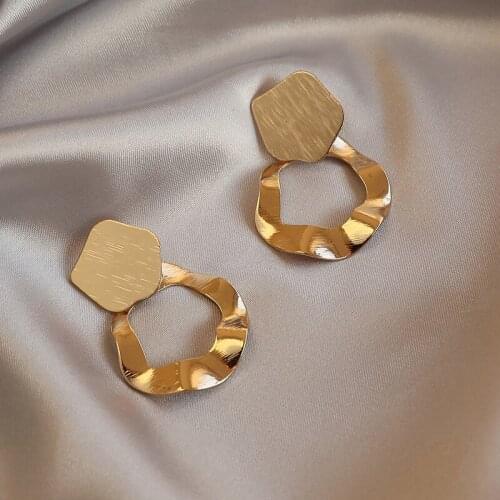 Big Vintage Metal Golden Round Earrings For Women Charm Gold Color Statement Spiral Earrings Jewelry Gift 2021 Trendy