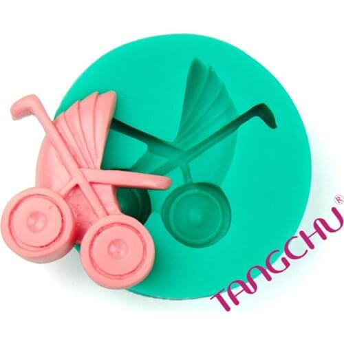 Baby Shower Stroller Fondant Cake Mold Chocolate Fondant Sugar Mold Silicone DIY Baking Tools E160