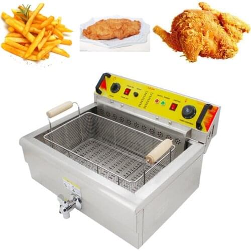 30L Electric Big Deep Fryer Multifunctional Single Tank Chicken Frying Machine Commercial Grill Frying Pan French Fries Fryer