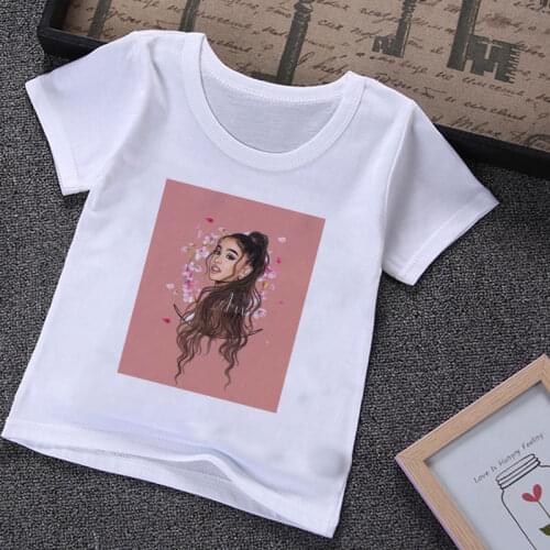 Aesthetics New Toddler Tshirt Fashion Girl Ariana Grande Girls T Shirt Kawaii Cute Pattern Boy Tshirts Kids Sakura Pretty Casual