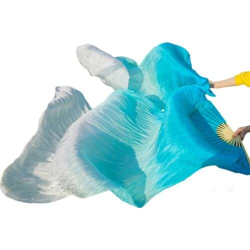 Handmade Dyed Silk Dance Veils 1 Pair High Quality Silk Fans Belly Dance Fan 100% Real Silk/Imitation Silk Belly Dance Accessory