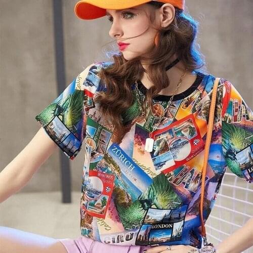 High Street Letter T-shirt Womens Summer Clothes XL Short Sleeve Harajuku O-Neck Graphic Bodyfriend T-Shirt Top NS265