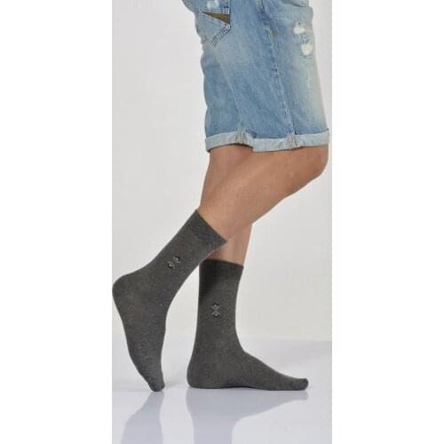 Idilfashion Male Mıkro Motif Socket Stocking-Dark Gray-E-ART226 (3'LÜ PACKAGE)