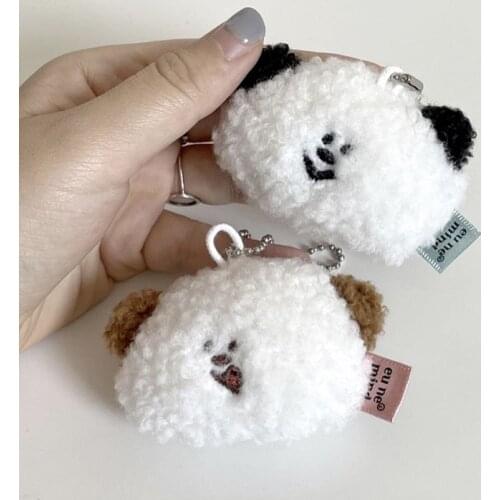 INS Cartoon Plush Ugly Cute Bear Keychain Pompom Trinket for Baby Toy Girl Bag Car Key Ring Mobile Phone Pendant Jewelry 1PCS