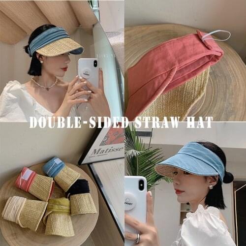 K149 Womens Summer Hat Panama 2021 Fashion Summer Straw Hat Beach Hat Sun Hats Sun Visor Double Sided Baseball Cap Vacation