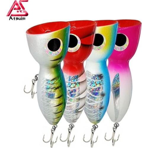 AS 125g145g Popper Wood Lure Trolling Tuna Bait Boat Fishing BKK Treble Hooks Saltwater Topwater Carp Artificial SwimBait Leurre
