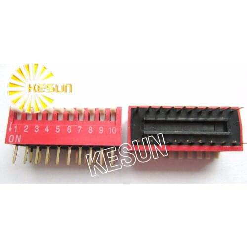 China Quality DP-10 Red 10P DIP Switch 2.54mm DIP-20 10 Position Encoder Switch x 100PCS