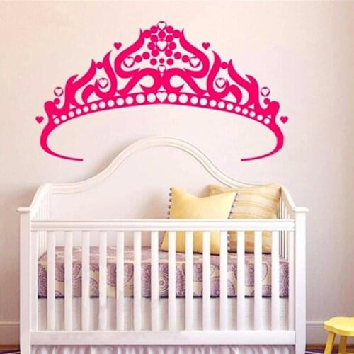 Baby Girl Crown Wall Beautiful Decals Vinyl Sticker Girls Wall Sticker Wallpaper - Princess Girls Bedroom Wall Art Decor D-83