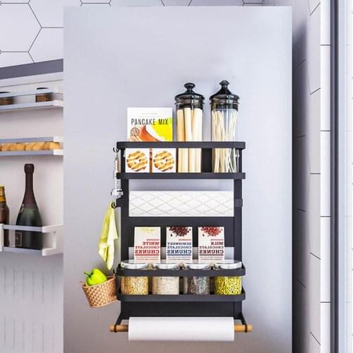 Magnetic Adsorption Kitchen Multifunction Refrigerator Storage Rack Organizer Shelf Space Saver Fridge Side Wall Storage Hanging