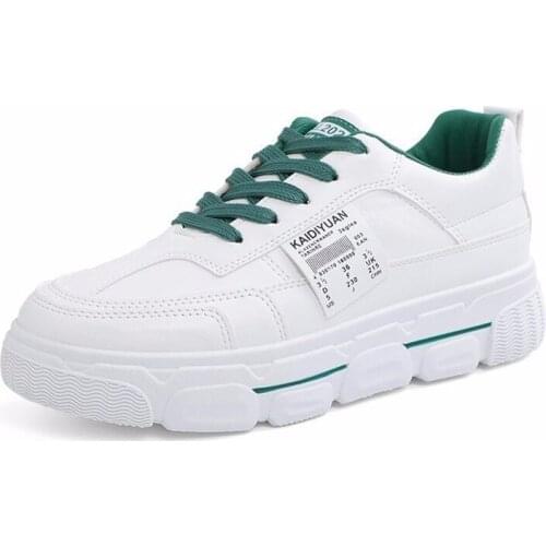 Chunky Sneakers Women Shoes Woman Flats 2020 New Fashion Lace Up Students Casual Shoes Solid Leather Thick Bottom Platform Shoes