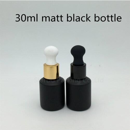 30ml matt black glass bottle with dropper, 30cc essential oil packing dropper bottle with roblique angle