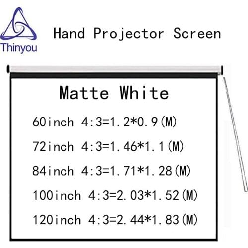 Thinyou Matte White 120inch 4:3 Wall Mounted Projection Screen Canvas LED Projector Screen For Home Theater office