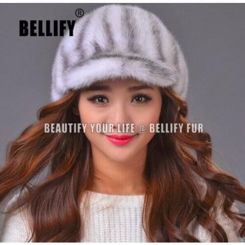 Fashion Genuine Mink fur Women Winter Hats , luxury Outdoor sports Female Fur baseball caps
