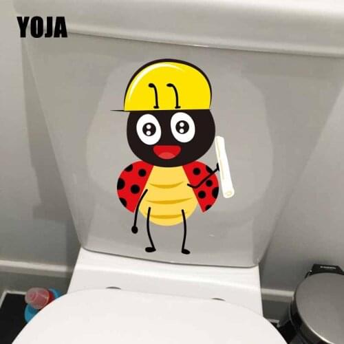 YOJA 14.8X23.2CM Cartoon Wall Sticker Toilet Decal Bedroom Home Decor Coccinella Septempunctata T5-1080