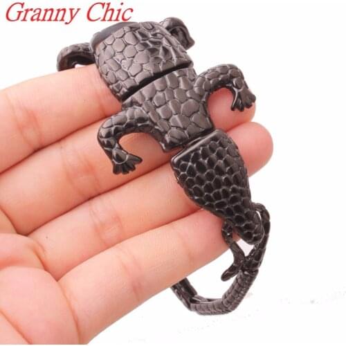 Granny Chic Bracelet Men Stainless Steel Punk Black Crocodile Mens Cuff Bracelets Bracelets & Bangles Casting Jewelry Wristband
