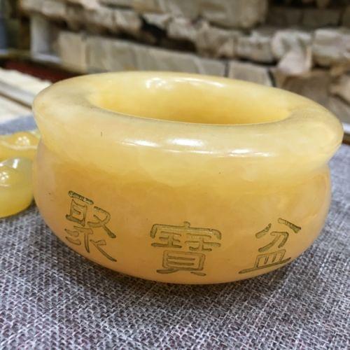 Natural jade cornucopia hand carved quartz crystal specimen healing