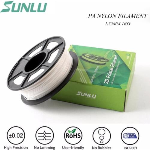 SUNLU PA Nylon V2 3D Filament For 3D Printer Need Platform High tensile Strength Filament 1.75mm 1KG/2.2LBS Transparent Color