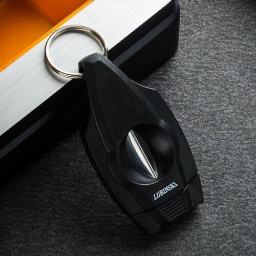 New LUBINSKI Plastic V Shaped Cigar Cutter Sharp Cigarette Cutting Stainless Steel Blade Cigars Scissors Fit COHIBA Cigars