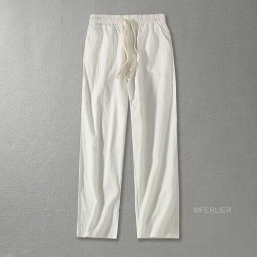 Autumn Summer Plus size pants men 9XL 10XL 11XL Waist 170cm Cotton linen trousers men