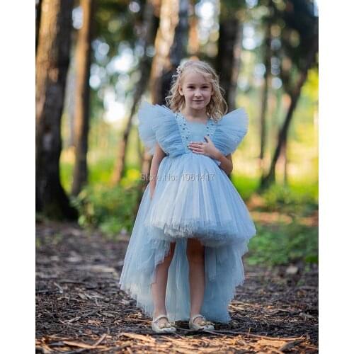 Lovely Baby Infant Girls Dresses Tutu High Low Flower Girl Dress Elegant Pageant Gown New Christmas Dress AG0411
