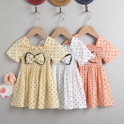 Girls' Princess Dress 2021 Summer New Childrens Polka Dot Short Sleeve Dress Summer Baby Western Style Childrens Dress