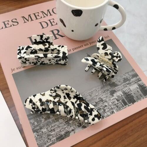 Hollow Milk Cow Color Hairpins Hair Clip Crab Women Leopard Print Large Hair Claws Acetate Headdress Ladies Geometric Barrettes